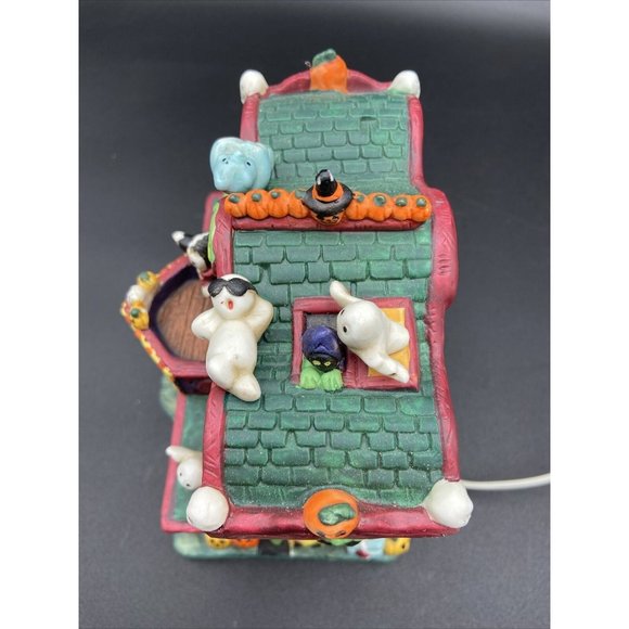 Halloween Harvest Spooky Lighted Porcelain House Haunted Theater - Picture 10 of 14